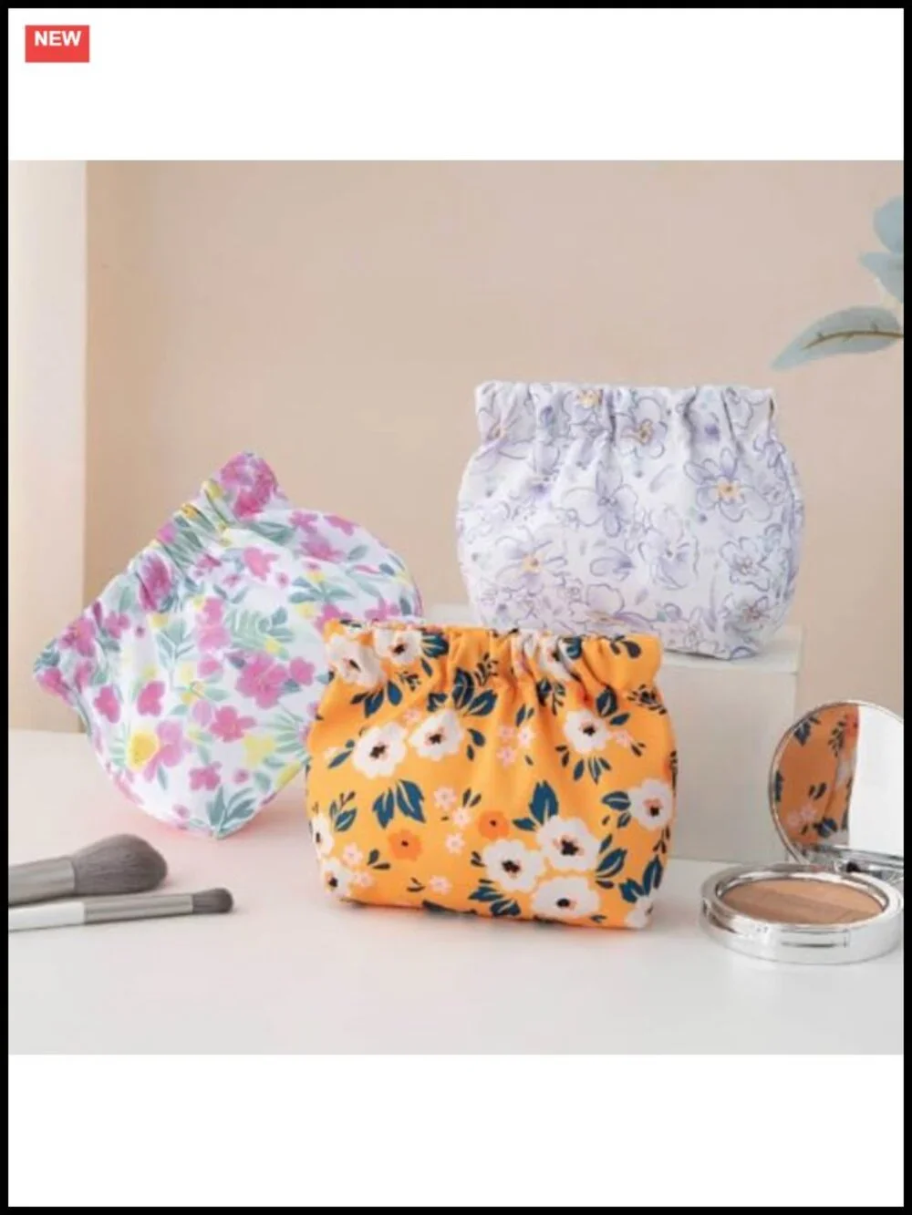 Set of 4 Mini Makeup Bags - Waterproof Pouch Organizer, No Zipper, Squeeze Open